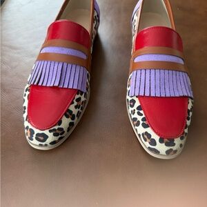 NEW Leopard Print Red and Purple Women's Loafers Size 41